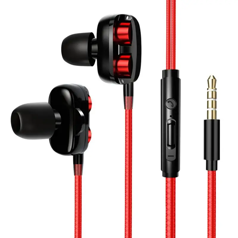 Спортивные наушники Dual Drivers 4 шт. тяжелые басы Hi-Fi музыкальные универсальные