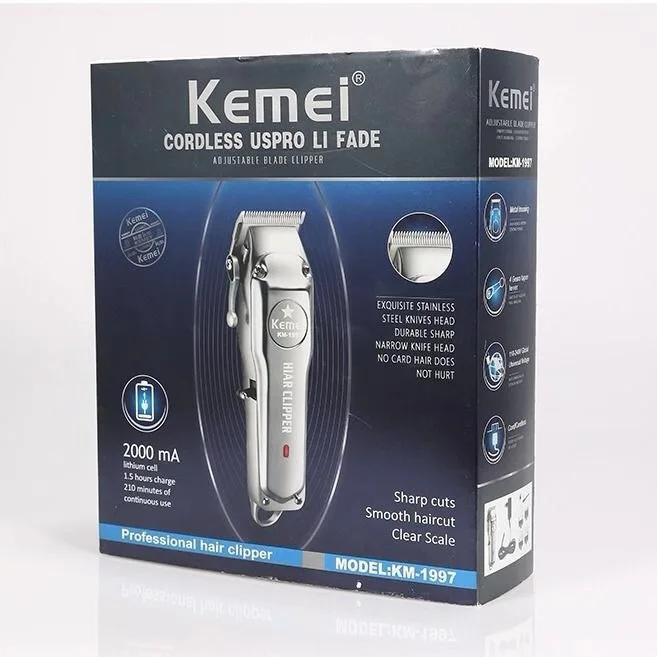 Kemei 1997 110-240 В профессиональная машинка для стрижки волос из нержавеющей стали перезаряжаемая электрическая машинка для стрижки бороды