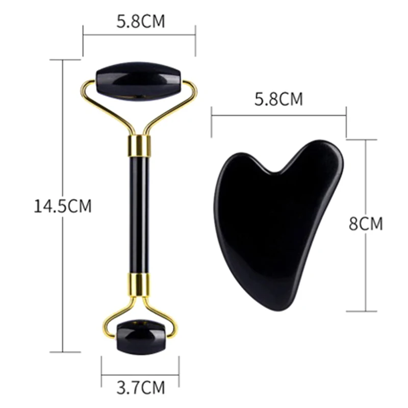 

1 Set Facial Massage Roller Double Heads Jade Stone Face Lift Massage Tool Skin Care Natural Obsidian Stone