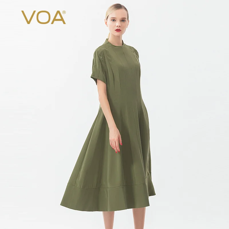 Женское платье средней длины VOA из плотного шелка яркое красное с коротким