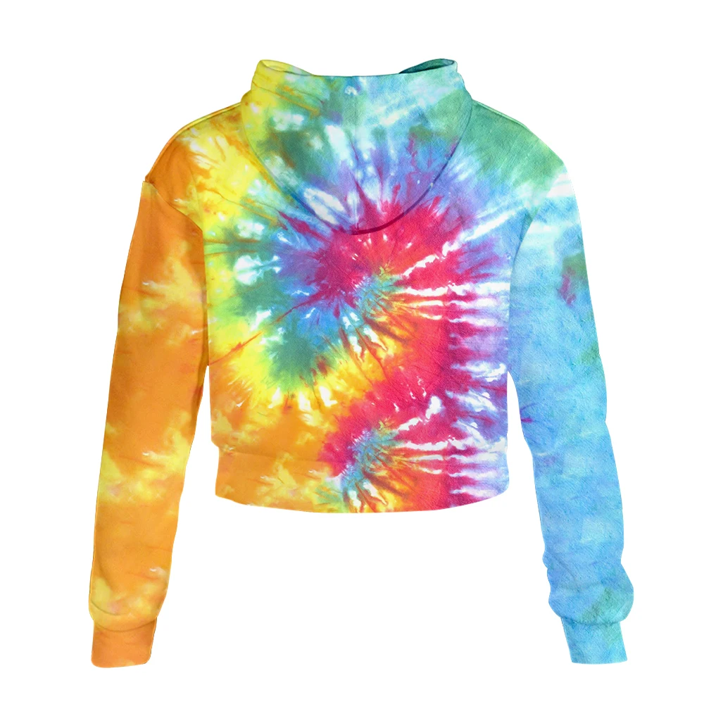 Hoodies Multicolor Casual Women Drawstring Hooded Sweatshirt 2019 Autumn Tie Dye Long Sleeve Personality Spiral Colorful | Женская