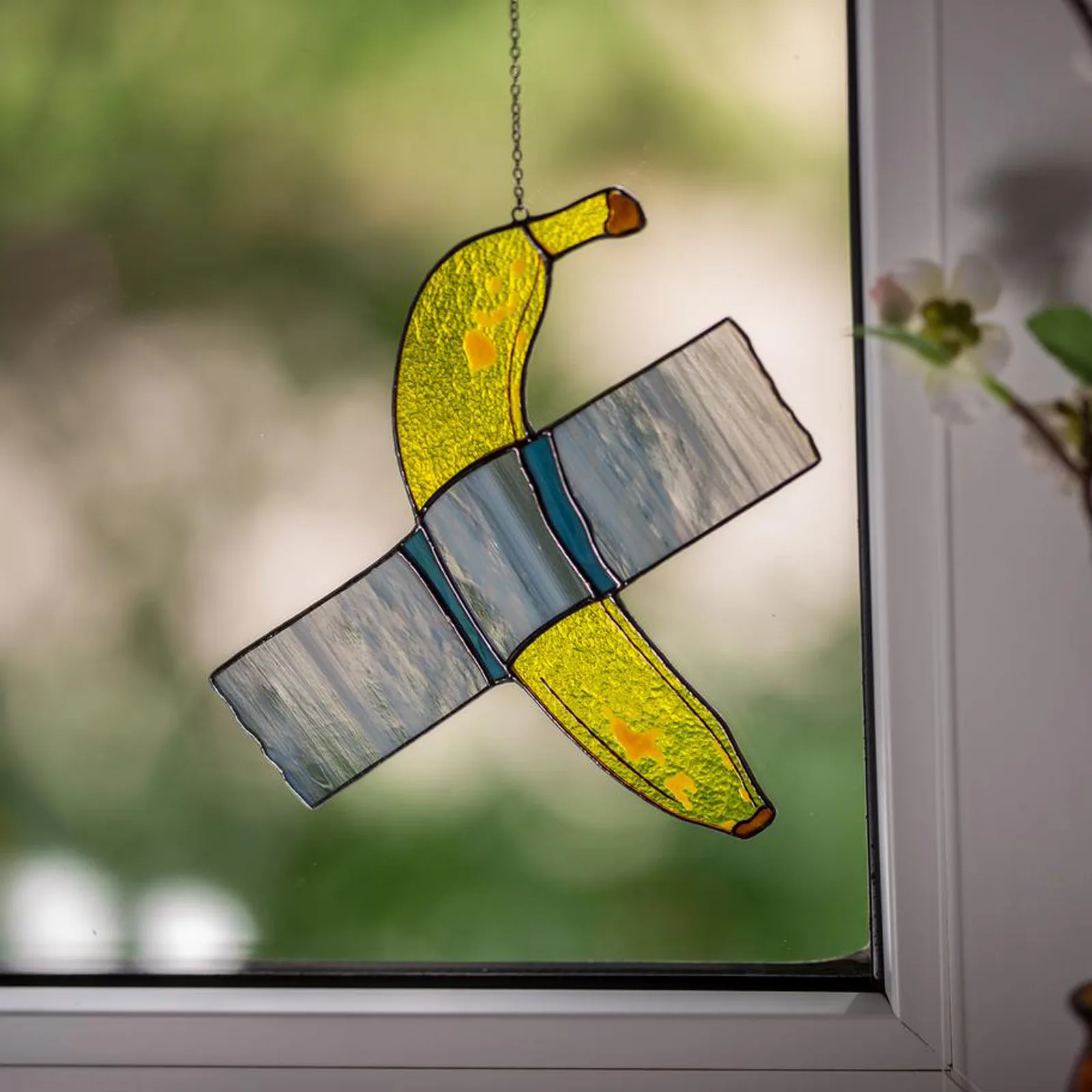 

2pcs Artist Hilarious Crafts Yellow Banana Ornament Window Garden Decoration Pendant Hanging Suncatcher Acrylic Crafts Decor