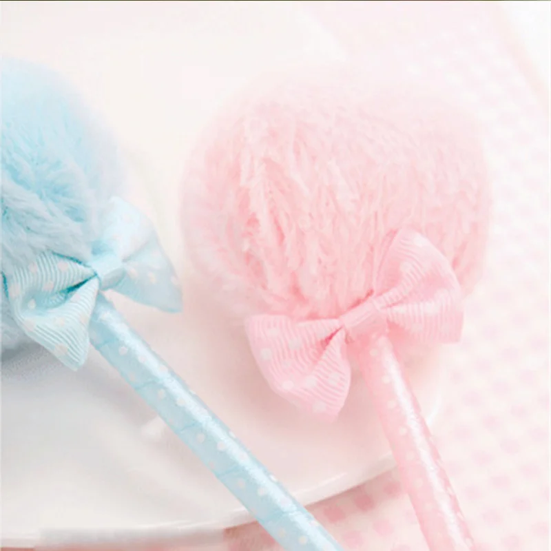 3 шт./лот новый стиль бант плюшевая шариковая ручка канцелярские принадлежности