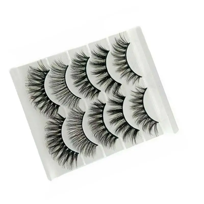 5 Pairs Natural Mink Hair False Eyelashes Cross Long Messy Makeup Fake Eye Lashes Extension Make Up Beauty Tools | Красота и здоровье