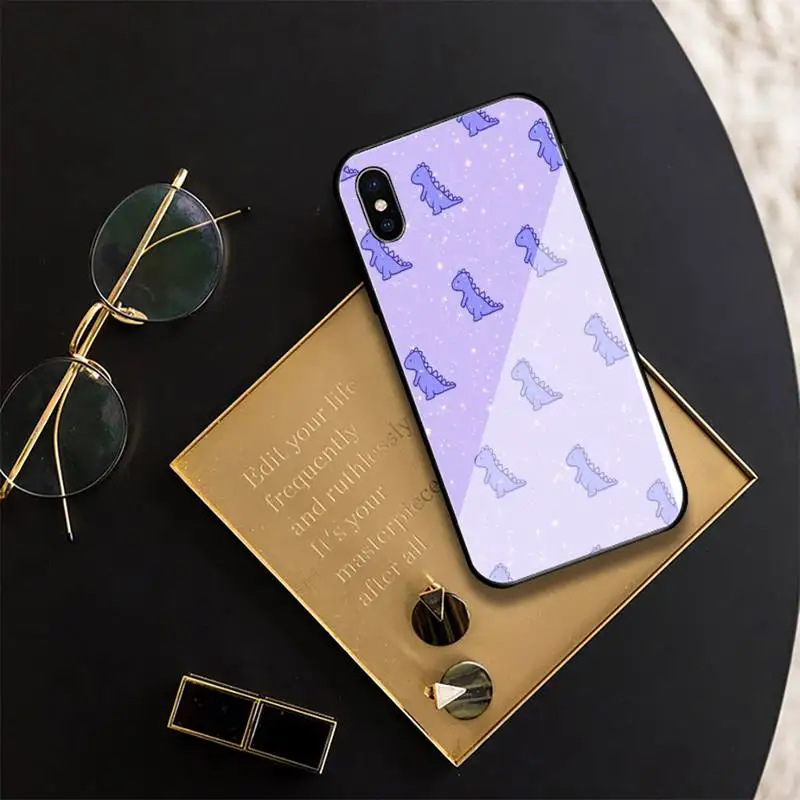 

Cute Dinosaur Cub Phone Case For Iphone 11 Pro XR XS MAX 8 X 7 6S 6 Plus Tempered Glass Cove Fundas