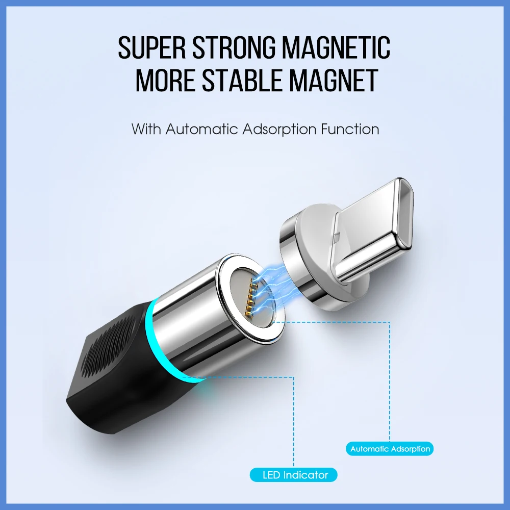 Магнитный адаптер YKZ с разъемом USB Type-C Micro для подсветки C на Type быстрая зарядка