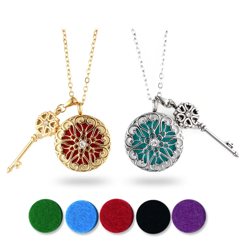 Женский кулон диффузор из нержавеющей стали 316L с подвеской розового золота и