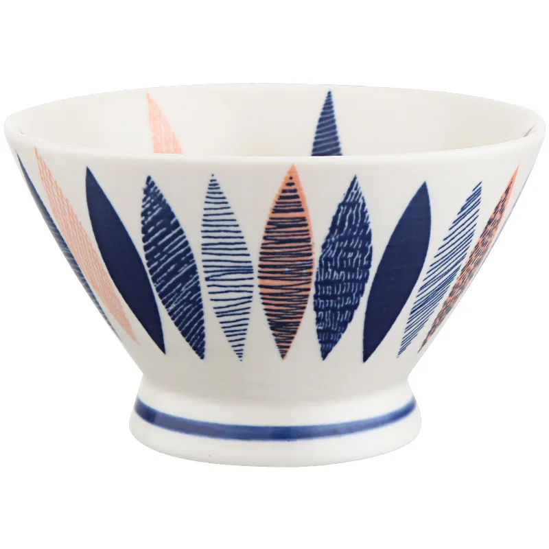 

5 inch creative ceramic tall bowl household anti-scald noodle bowl hand-painted Japanese dessert dessert rice bowl