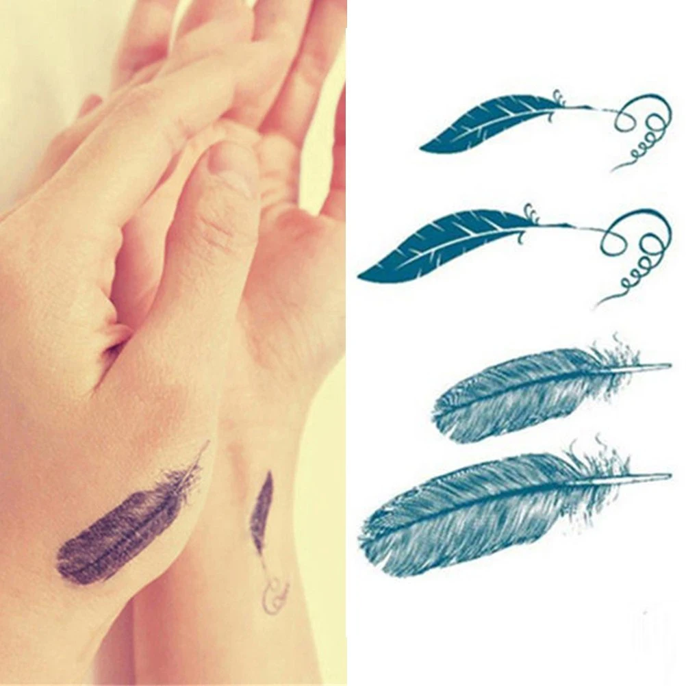 New 10.5*6cm Swan feathers Flash Tattoo Hand Sticker Small Waterproof Henna Beauty Temporary Body | Красота и здоровье