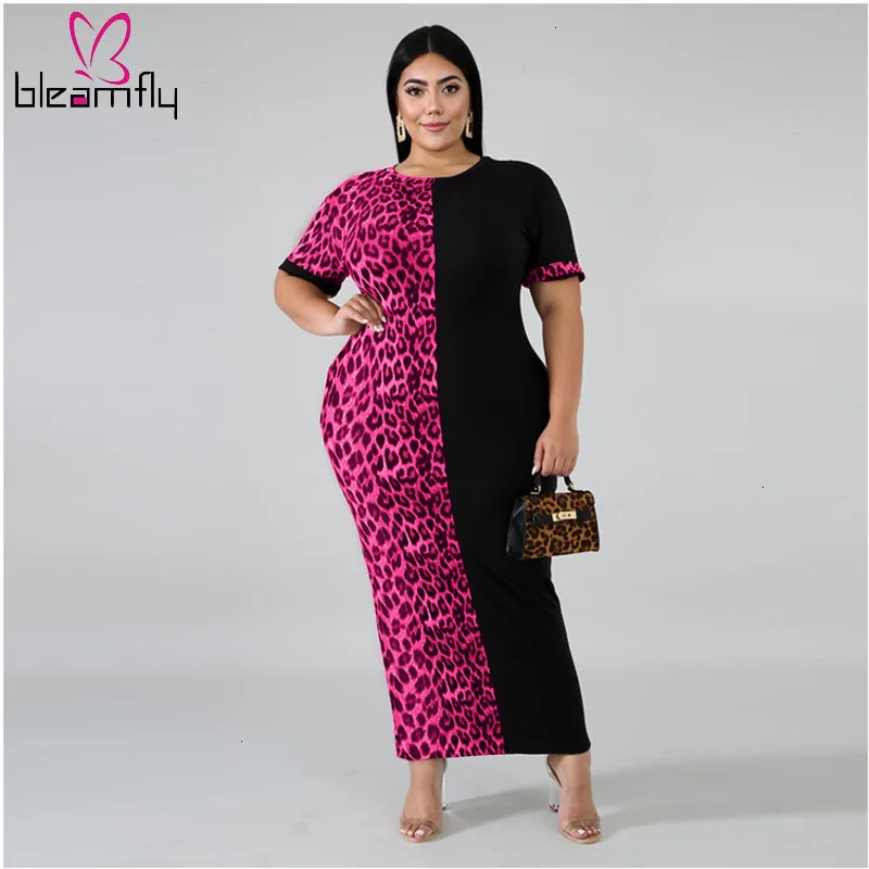 Элегантное платье с леопардовым принтом размера плюс 4xl женское осеннее