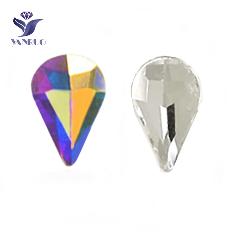 YANRUO 5A кристально чистый капелькой слезинкой для ногтевого дизайна с плоской