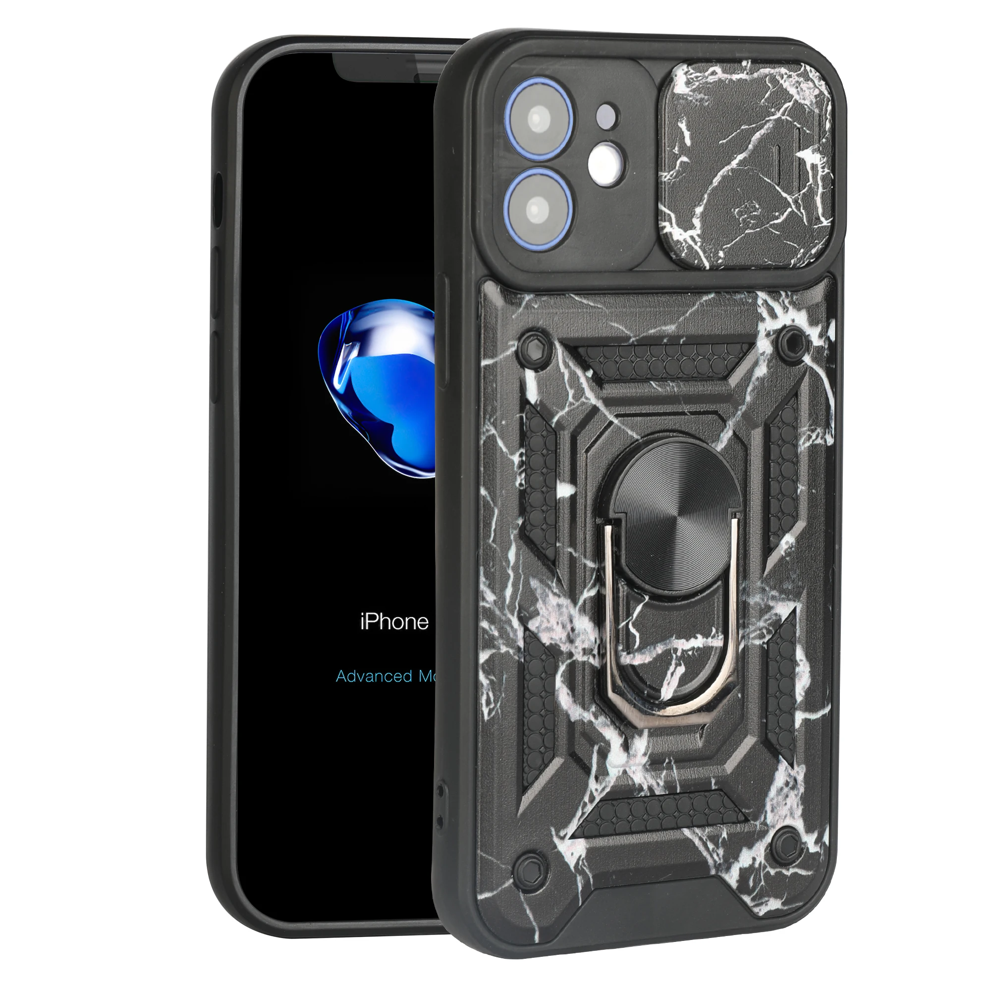 

Push Window Protection Phone Case For iPhone 7 8 SE Plus Pro Max 2020 X XS XR 11 12 13 Anti Fall Kickstand Camouflage Back Cover