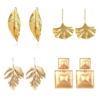 golden leaf earrings for woman party casual retro exaggerated female earrings jewelry