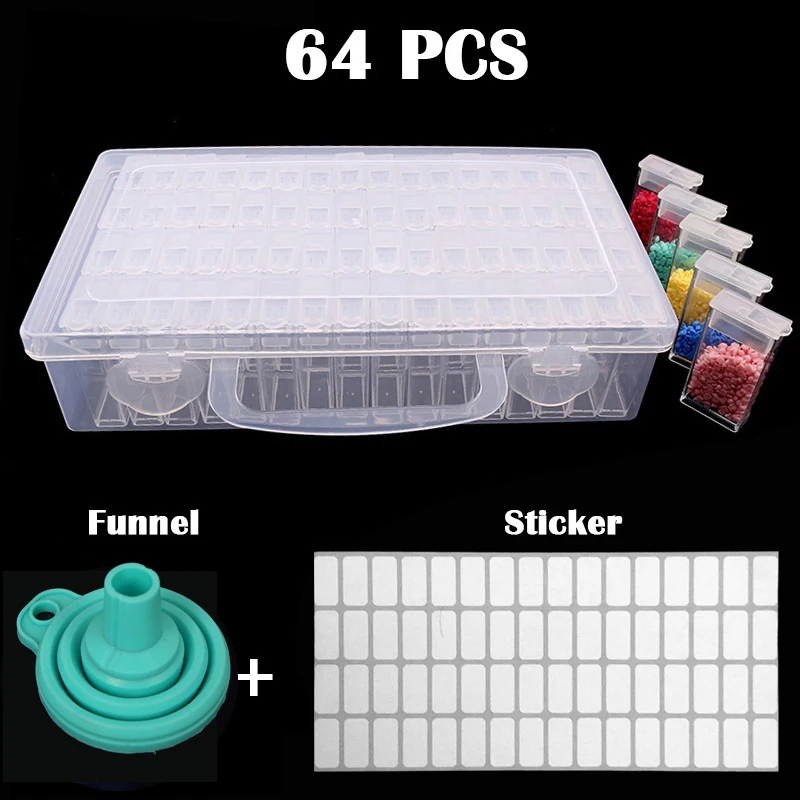 

64 разборные аксессуары для алмазной живописи, чехлы для алмазной вышивки, полипропиленовый пластиковый ящик-органайзер, домашние коробки д...