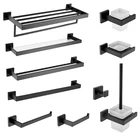 Набор аксессуаров для ванной комнаты из матового черного цвета, вешалка для полотенец, крючок для мыла, туалетной щетки, держатель для бумаги