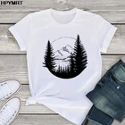 Винтажная футболка с лесным принтом, женская модная повседневная футболка, женская футболка с рисунком Харадзюку, с коротким рукавом, женская одежда, топы, футболка