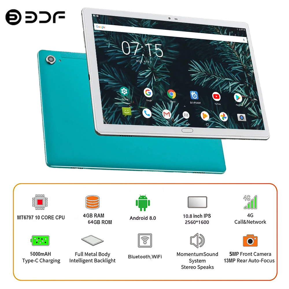 BDF 4G планшет с функцией телефонных звонков Android 8 0 планшеты ПК десятиядерный 10