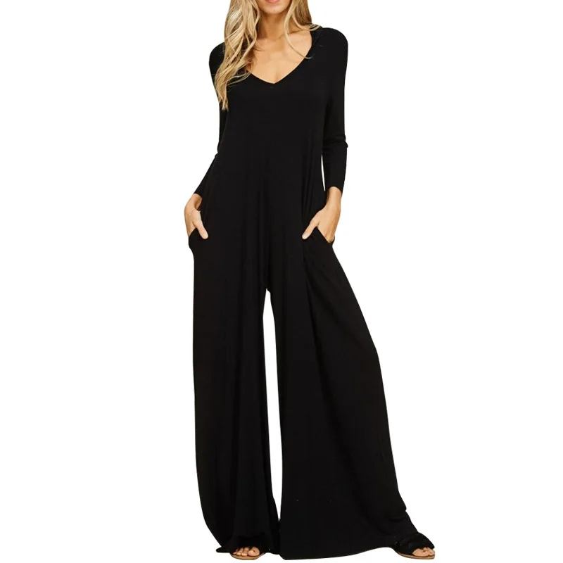 Для женщин комбинезон с v образным вырезом длинным рукавом t рубашка кофта