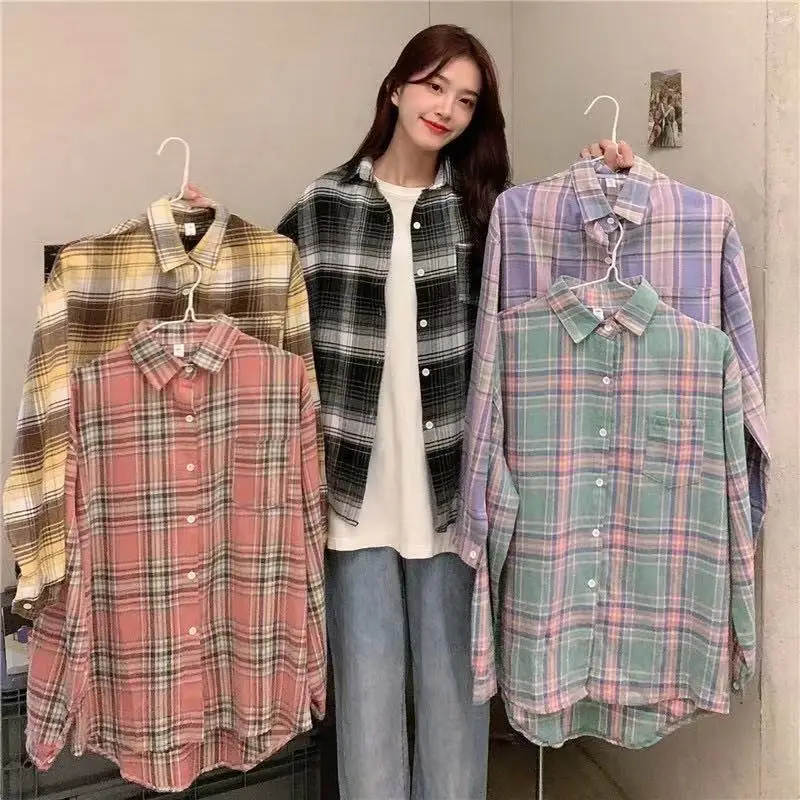 

Korean Version of the Plaid Shirt Jacket Wear All-match Autumn Women's Long-sleeved Shirt