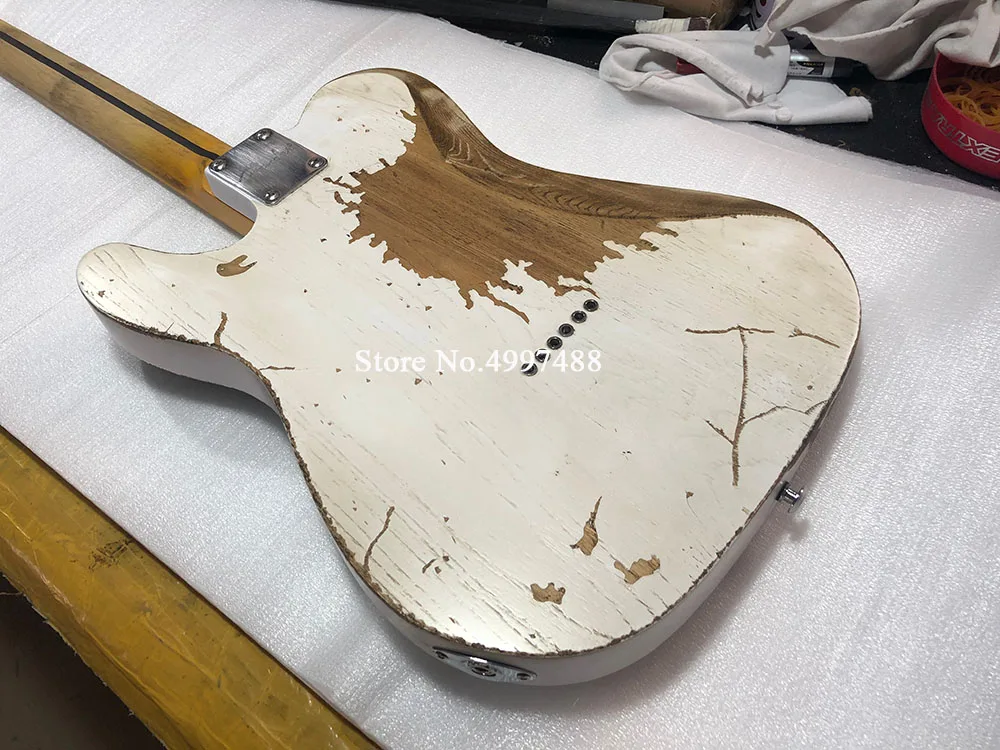 

Factory customized old relic electric guitar, white paint, ASH wood, handmade vintage, postage