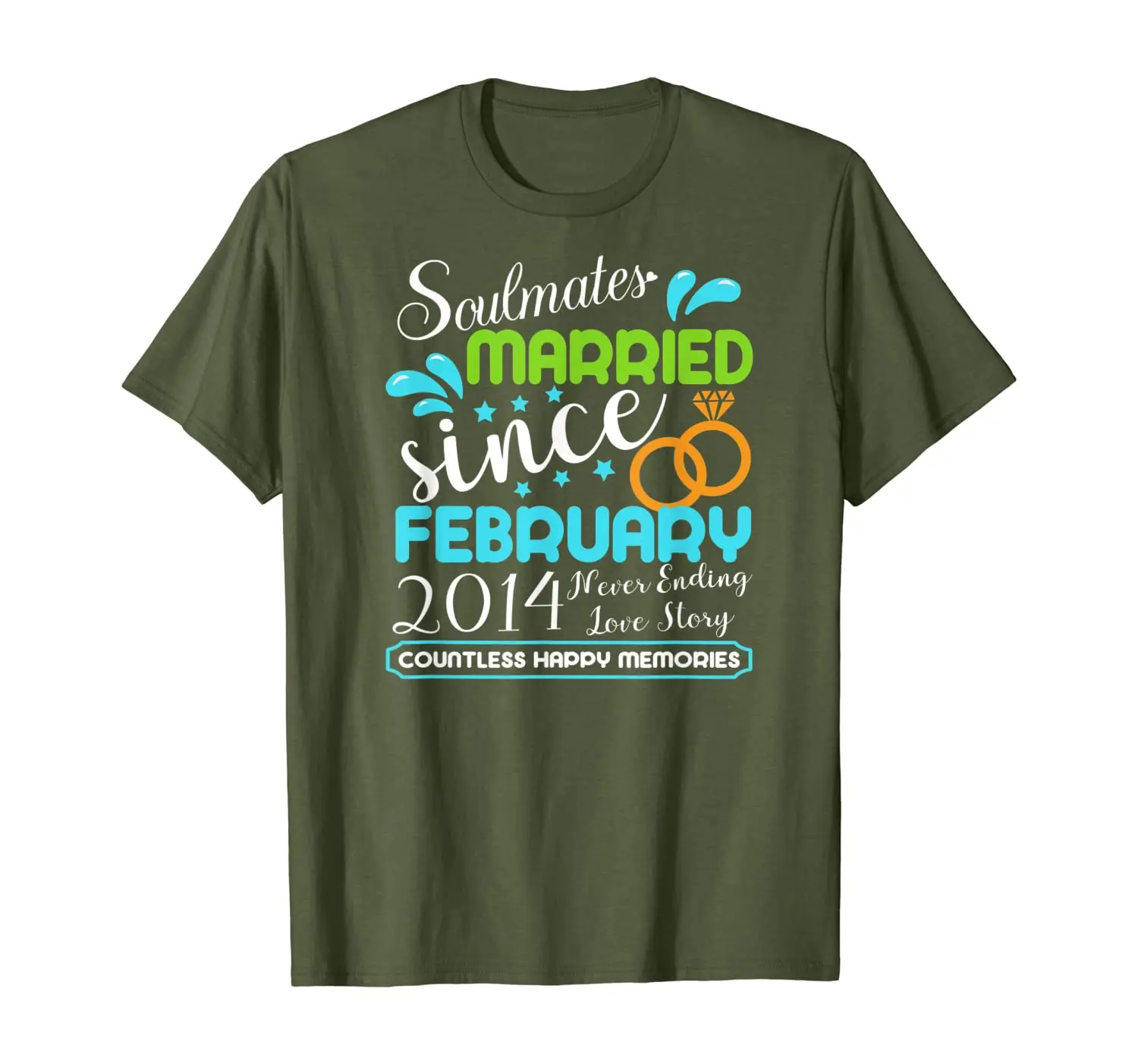 

Married Since February 2014, 6th Wedding Anniversary T-Shirt