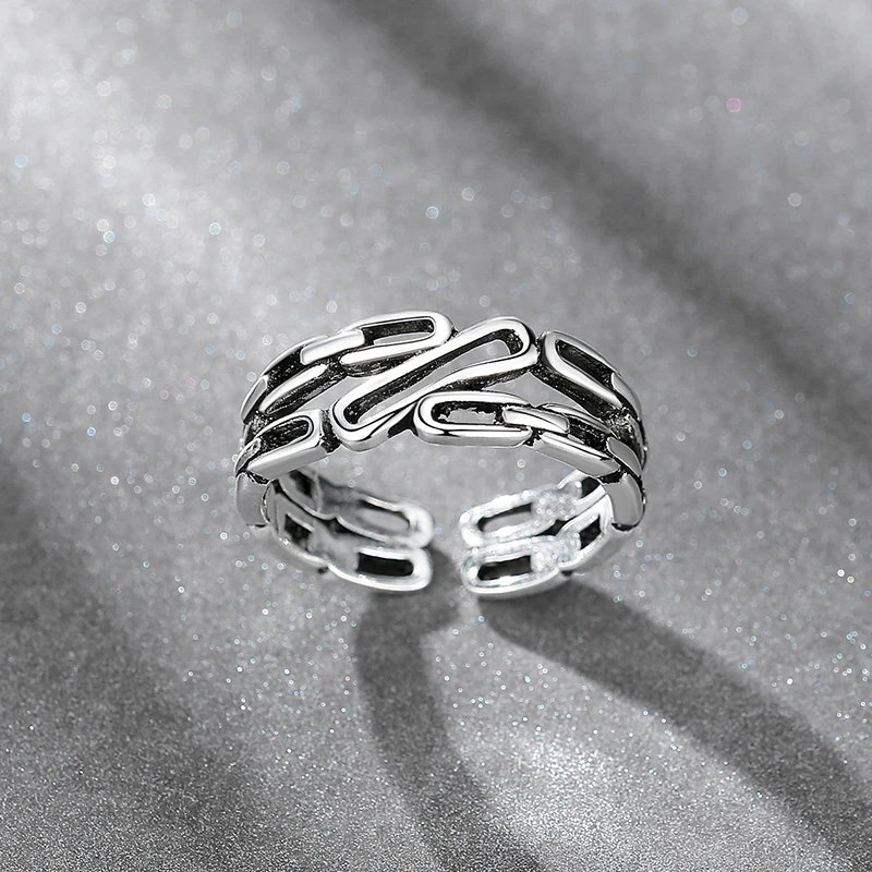 Подлинное серебро 925 пробы Двойная Цепочка кольца на палец для женщин и девочек