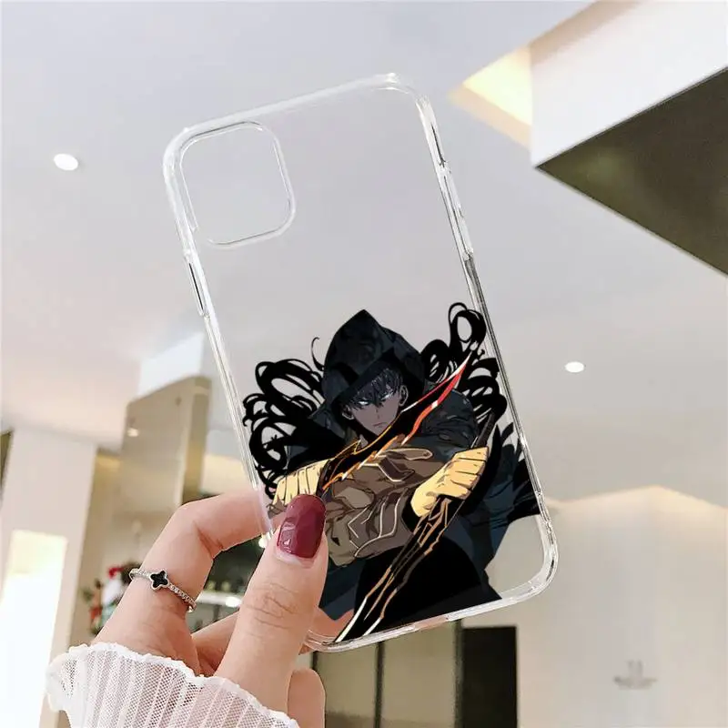 

Comics solo leveling cool black Sung Phone Case Transparent for iPhone 6 7 8 11 12 s mini pro X XS XR MAX Plus SE cover funda