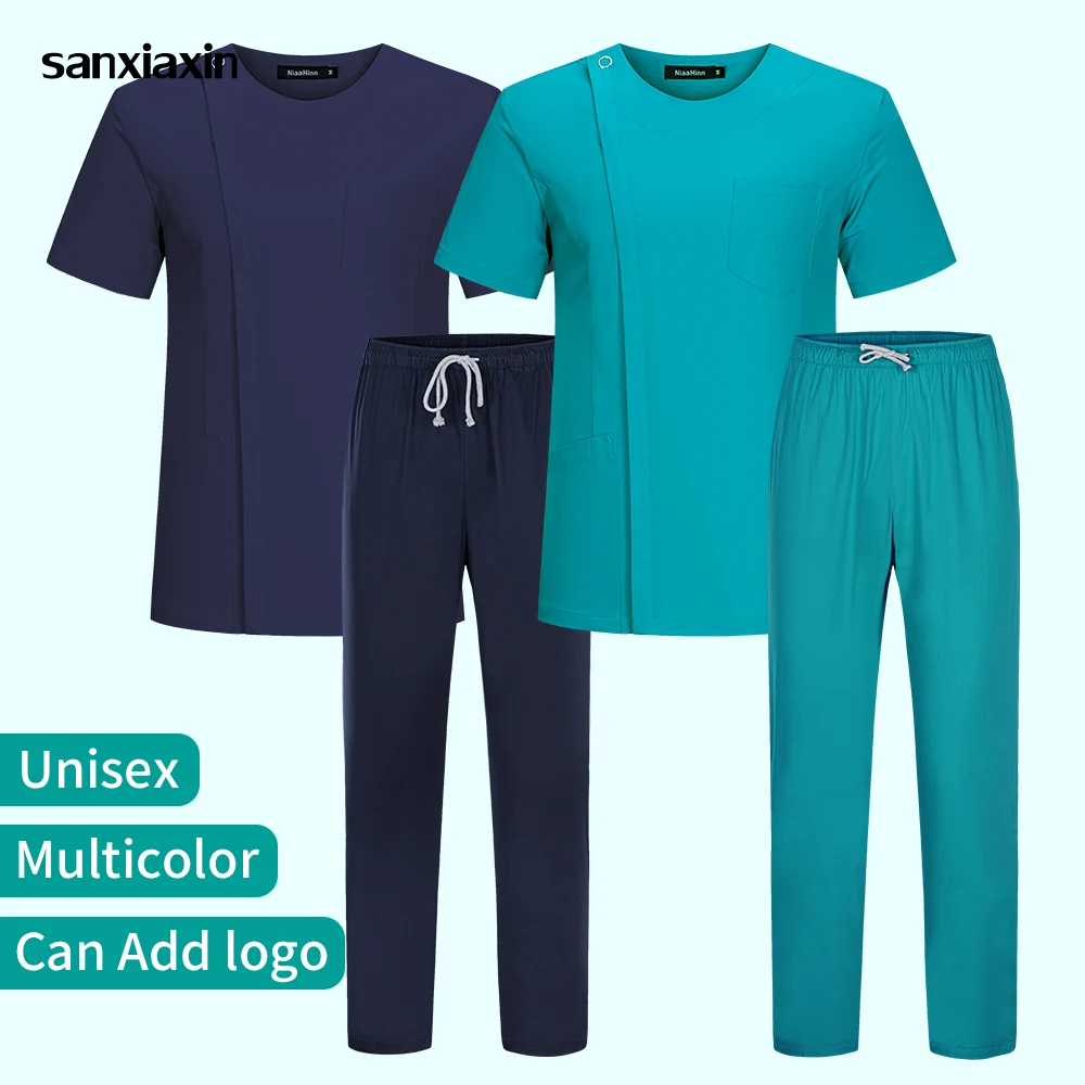 

Hospital Doctor Work Clothing Suits Elasticity Pet Clinic Nurse Workwear High Quality Solid Color Nursing Scrubs Women Uniforms