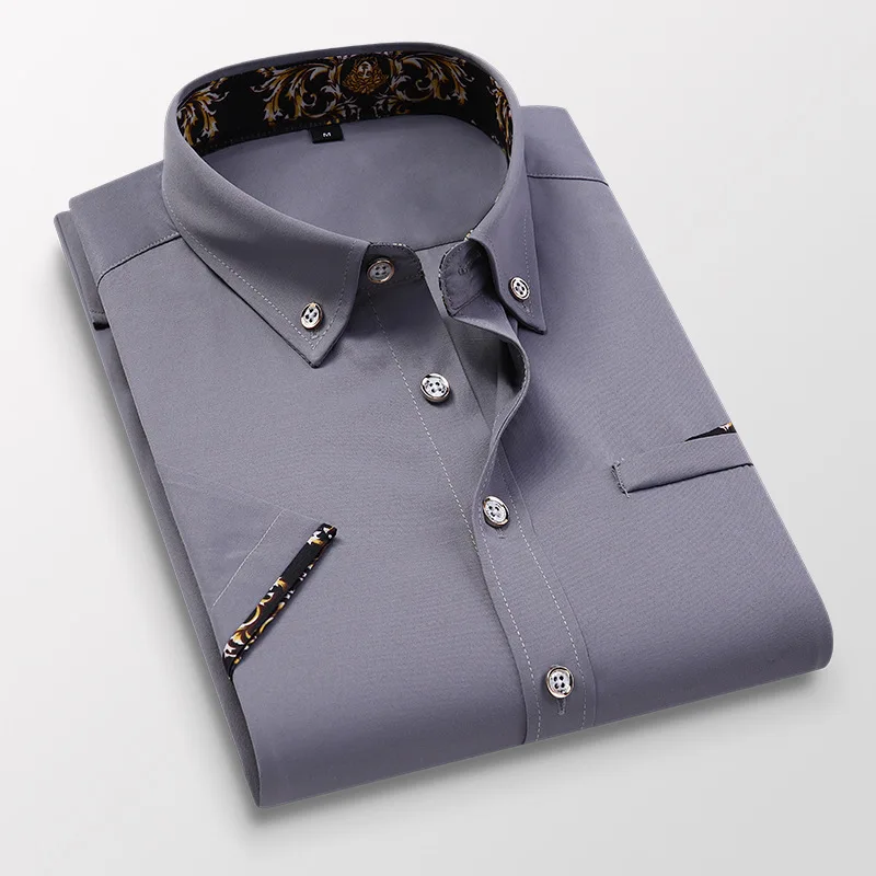 

Рубашка мужская с коротким рукавом, сорочка Slim Fit в Корейском стиле, формальная сорочка с вышивкой, модная одежда для отдыха, лето 2023