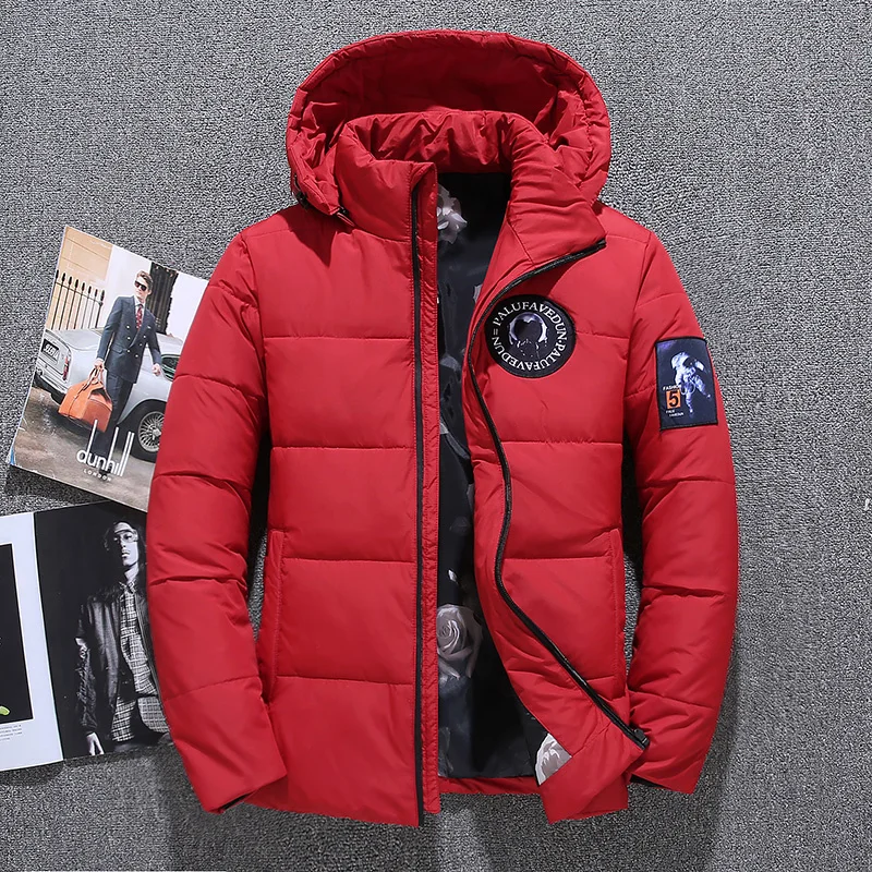 

Men's White Duck Down Jacket Coat Winter Warm Hooded Thick Puffer Parka High Quality Casual Fashion Windbreaker Down Jacket Men