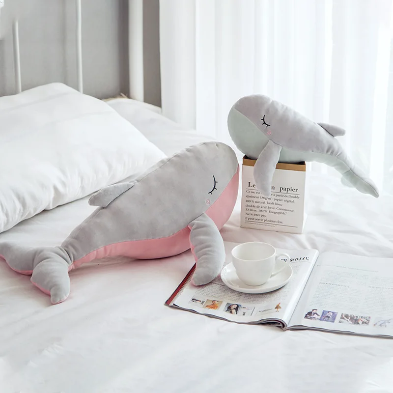 

Warm Whale Comfortable Pillow Stuffed Sea Animal Plush Toy Soft Sofa Cushion Kawaii Smoothing Doll For Baby Delicate Home Decor