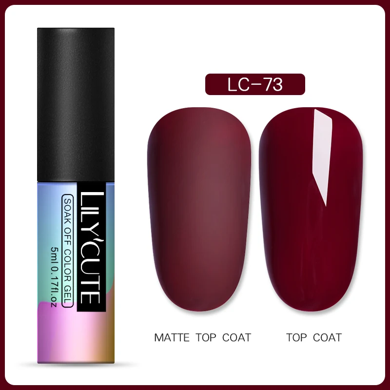 73 LILYCUTE матовый Гель-лак для ногтей Gery color зимний Гель-лак для ногтей матовое верхнее покрытие отмачиваемый УФ-Гель-лак для нейл-арта - Цвет: 73