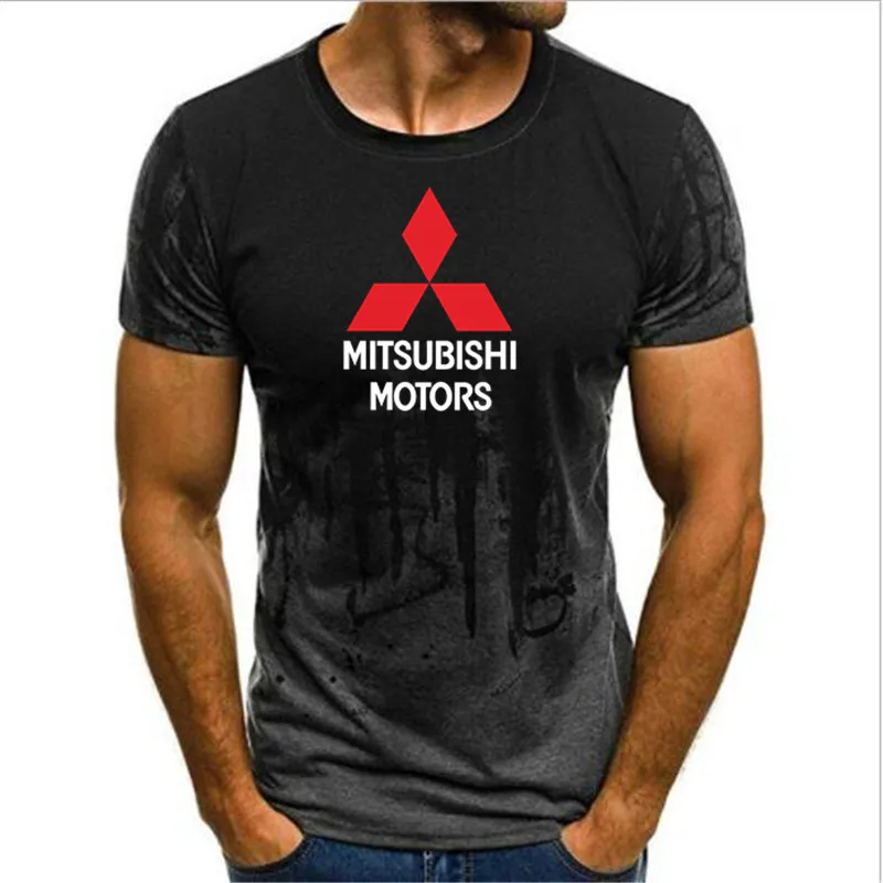 Мужская футболка с коротким рукавом и логотипом автомобиля Mitsubishi летняя мужская