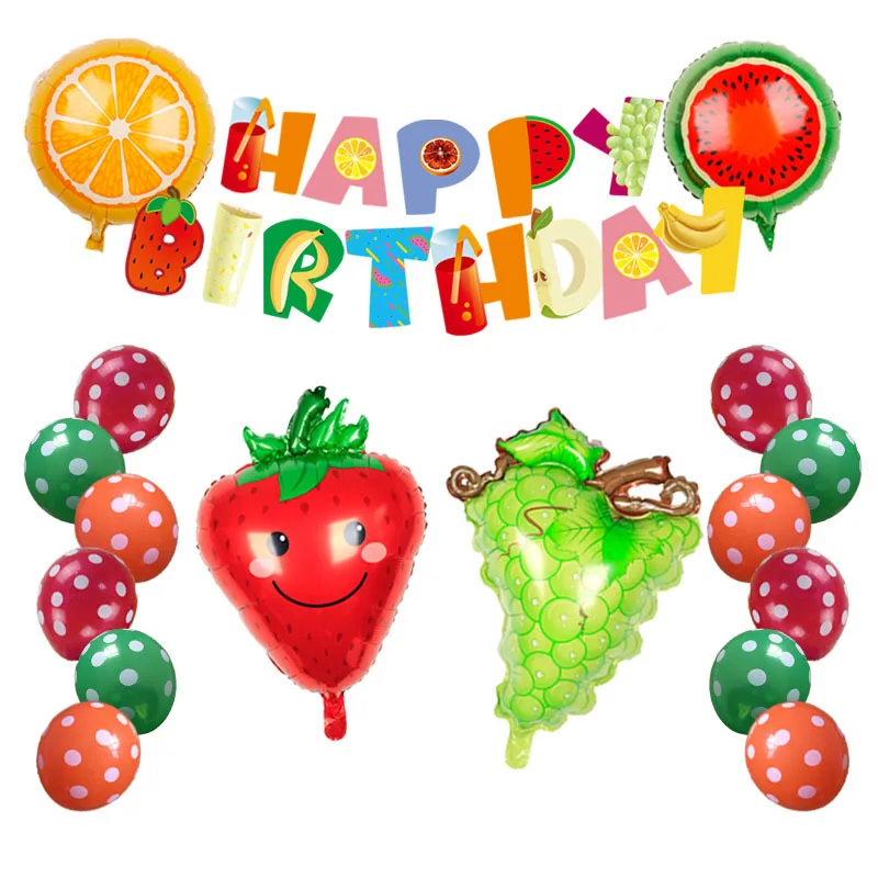 

Summer Fruit Birthday Party Supplies Set Watermelon Strawberry Orange Foil Balloon Happy Birthday Banner for Girl