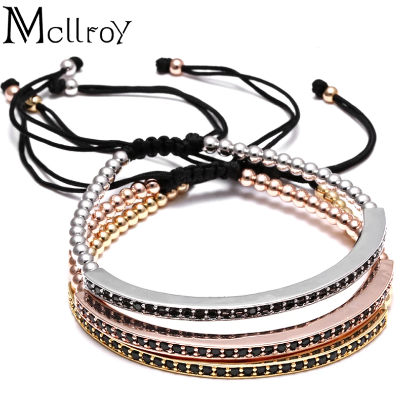 Mcllroy браслеты с пробкой мужские бусинами изогнутые браслет микро инкрустацией