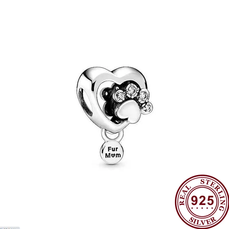 

Original 925 Sterling Silver Bead Shiny Heart With Crystal Beads Fit Pandora Women Bracelet & Necklace Diy Jewelry