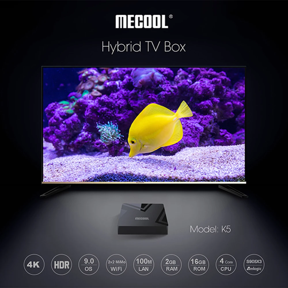 ТВ-приставка DVB T2 S2 C MECOOL K5 с поддержкой Android 2 4 Amlogic S905X3 Гб ОЗУ 16 памяти 5G ГГц Wi-Fi BT H.265