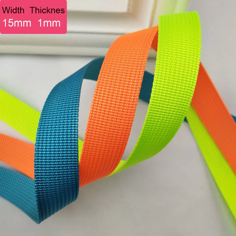 

50 Yards 15mm Width Polyester Webbing Ribbon For Backpack Bag Strap Garment Sewing Accessories DIY Craft 40 Colors 1mm Thickness