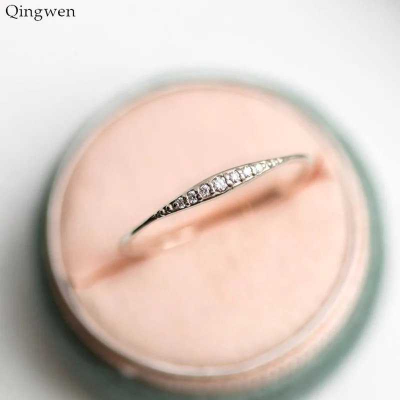 Qingwen 2019 модное кольцо Женское Обручальное Кольцо полное розовое золото новые