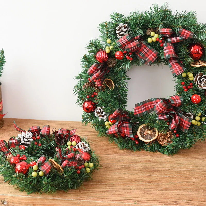 

45cm Scottish pastoral style Christmas wreath door decoration 35cm decorative rattan diy Christmas ornament