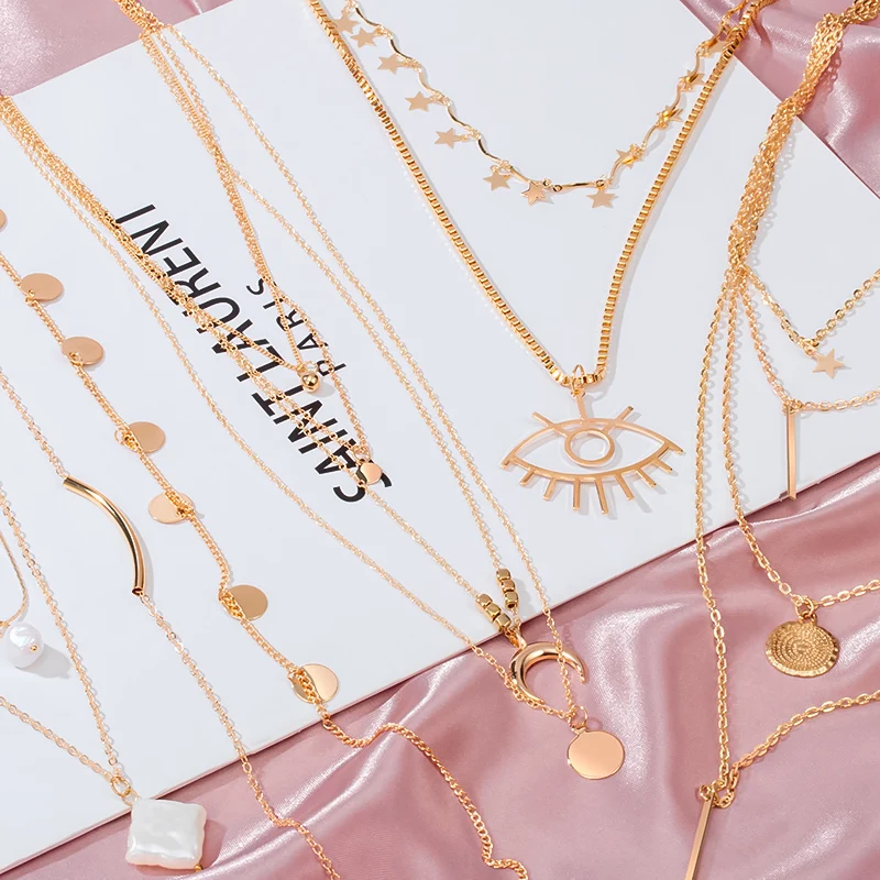 Модная разноцветная Слои портрет пикантные подвески ожерелья для женщин Золотой