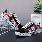 Кроссовки мужские на шнуровке, Вулканизированная подошва, цветные, спортивная обувь для скейтборда, граффити, повседневная модель bb621