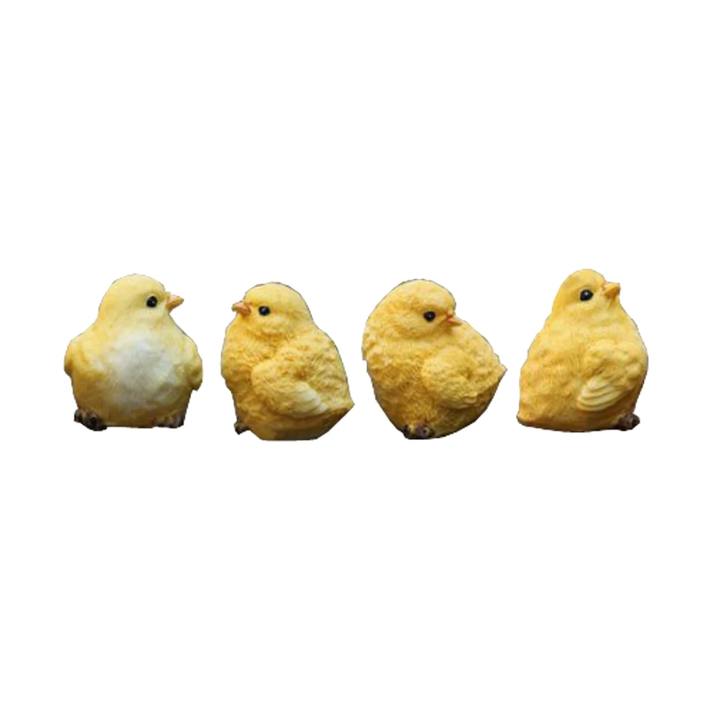 

4pcs lovely Emulation Little Yellow Chicken Set Animals Home Farm Decor Model