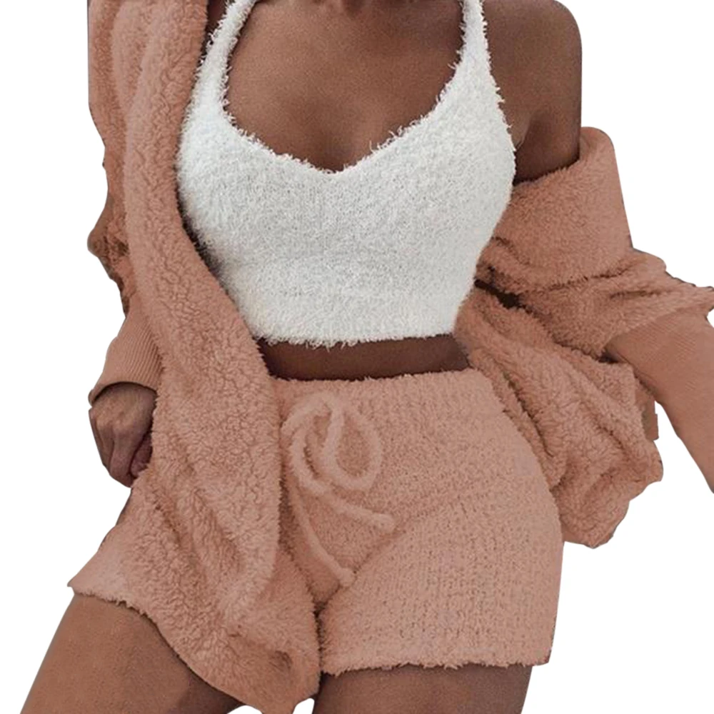 2 Piece Orange Sfit мягкий длинный плюшевый комплект куртка с длинным рукавом женский сексуальный укороченный топ и шорты костюм новые женские спортивные комплекты для отдыха - Цвет: 2 Piece Orange