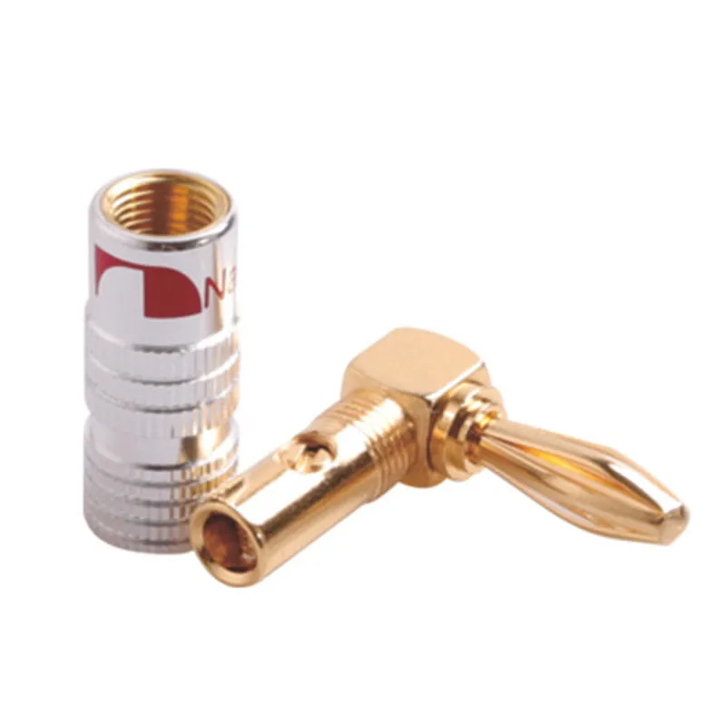 16-кратный Банановый штекер L-образный адаптер для динамика позолоченный s