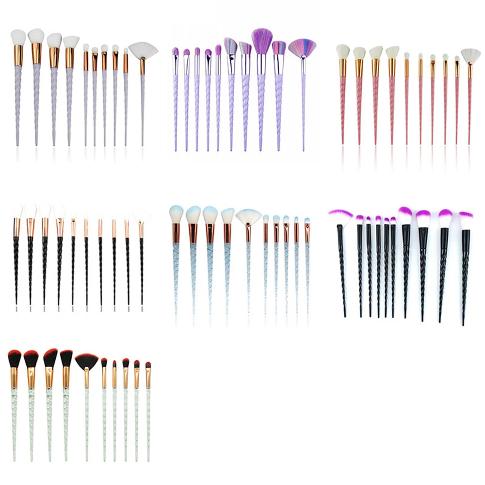 

ORIGIN ENVY 10Pcs Multifunction Unicorn Makeup Brush White Spiral Pattern Horn-shaped Makeup Brushes Brow Brush Eyeshadow Brush