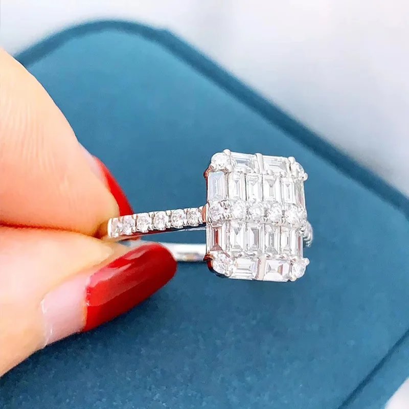 Роскошное квадратное обручальное кольцо QTT с фианитом кольца из стерлингового