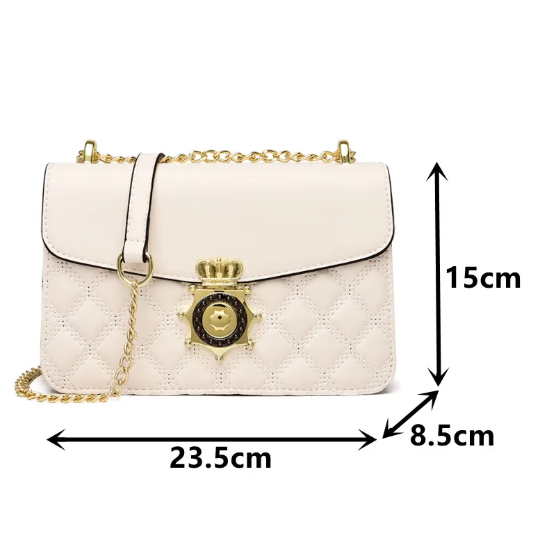 

Chain Quilted Crossbody Bag Women Diamond Lattice Handbags Luxury Leather Shoulder Bag Female Summer Solid Color Messenger Bags