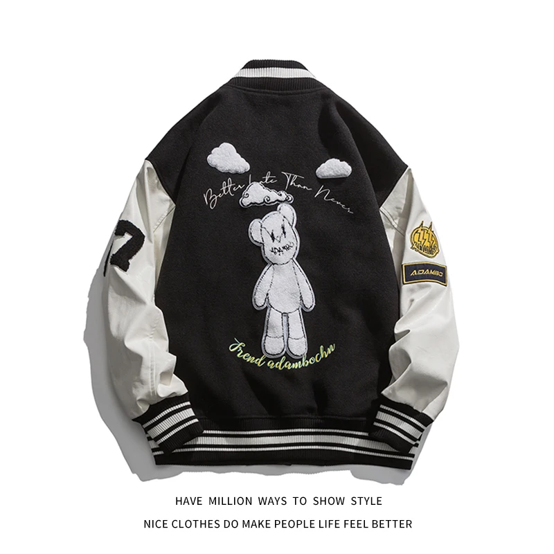 2021 New Oversize Loose Baseball Jacket Leather Sleeve Women's Coat Men's Varsity Bomber Unisex Couple Chic Street