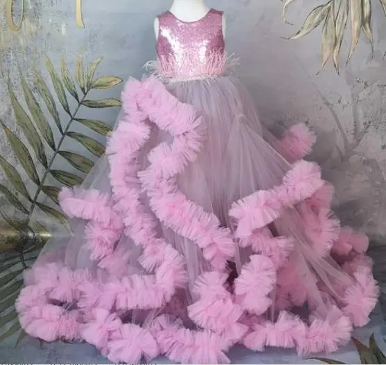 

Cloud Tulle Dress Girls Party Gown Kids Clothes Christmas Dress Birthday Photography Props 1-12Y